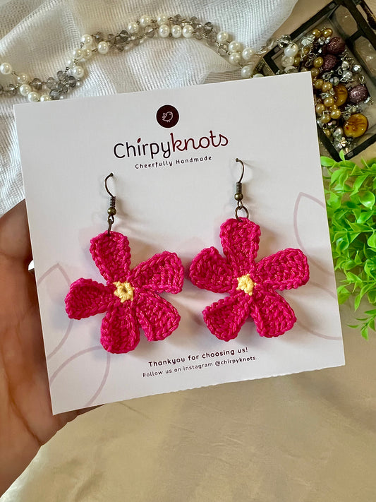 Berry Bloom Crochet Earrings