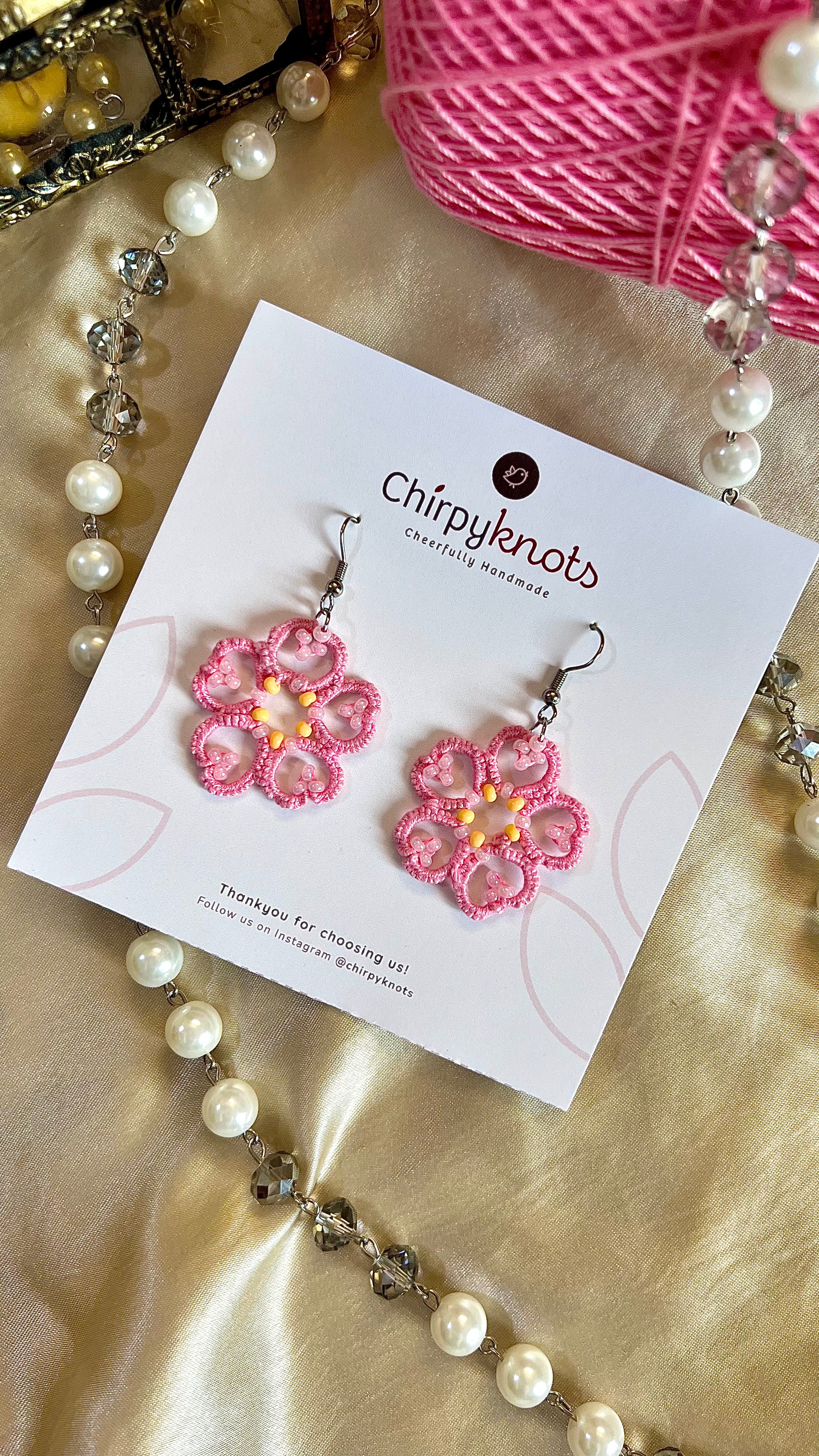 Tatted Blooming Sakura Earrings (Copy)